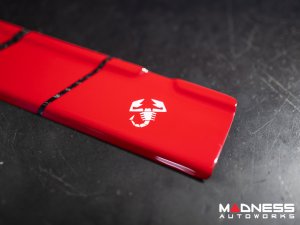 FIAT 500 Door Sills - Carbon Fiber - Red Racing Stripe w/ White Scorpion